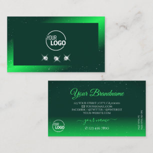 Shimmery Emerald Grönt Sparkling Diamonds Add Logo Visitkort