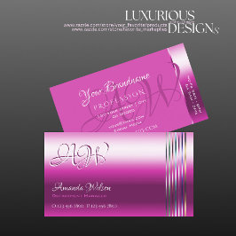 Shimmery Girly Rosa Colorful Rand och Monogram Visitkort