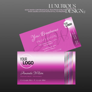 Shimmery Girly Rosa och Colorful Rand add Logotyp Visitkort
