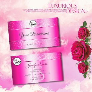 Shimmery Girly Rosa Sparkly Glitter Logotyp Initia Visitkort
