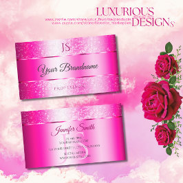 Shimmery Girly Rosa Sparkly Glitter Stars Initiale Visitkort