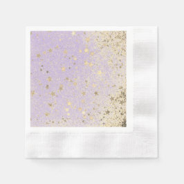 Shimmery Glittery Guld Stars på Lavender Pappersservett