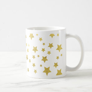 Shimmery Goldstars Golden Star Mönster Kaffemugg