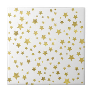 Shimmery Goldstjärnor Golden Star Mönster Kakelplatta