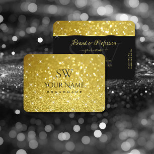 Shimmery Guld Glitter Sparkling Stars och Monogram Visitkort