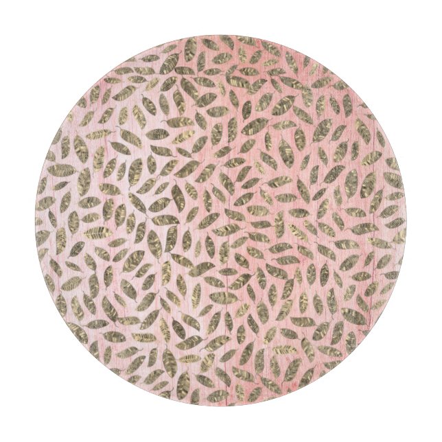 Shimmery Guld Löv på Rosa Wood (Framsidan)