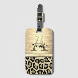 Shimmery Guld Monogram Leopard Bagagebricka