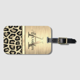 Shimmery Guld Monogram Leopard Bagagebricka