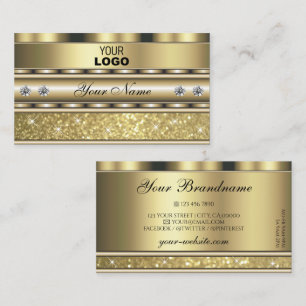 Shimmery Guld Sparkling Glitter Add Logotyp Luxuri Visitkort