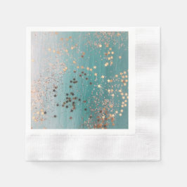 Shimmery Guld Stars på Teal Pappersservett