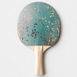 Shimmery Guld Stars på Teal  Pingisracket