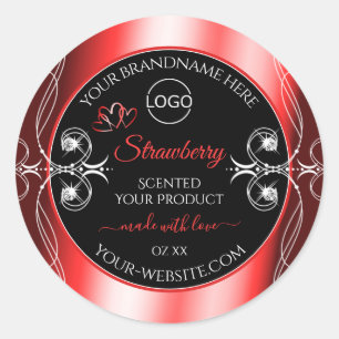 Shimmery Jewels Ruby Red Black Product Labels Logo Runt Klistermärke