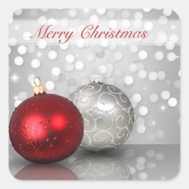 Shimmery jul Ornaments - Sticker Fyrkantigt Klistermärke