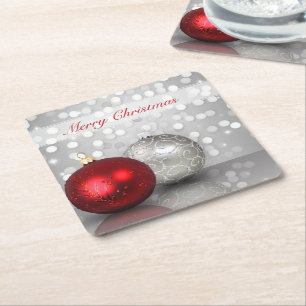 Shimmery julprydnadar - papper kustfartyg underlägg papper kvadrat