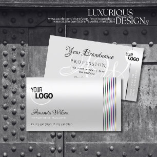 Shimmery Light Silver Colorful Rand add Logotyp Visitkort