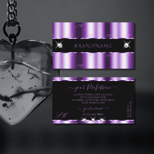 Shimmery Lila Black Sparkling Diamonds Initialer Visitkort