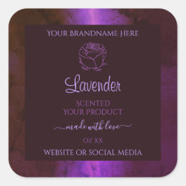 Shimmery Lila Marble Product Labels Ro Flower Fyrkantigt Klistermärke