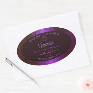 Shimmery Lila Marble Product Labels Ro Flower Ovalt Klistermärke