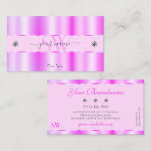 Shimmery Ljus rosa Sparkling Diamonds Initialer Visitkort