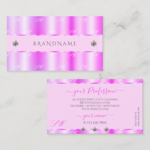 Shimmery Ljus rosa Sparkling Diamonds Monogram Visitkort
