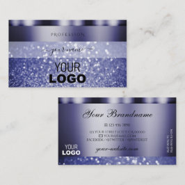 Shimmery Mörk blått Sparkling Glitter Logotyp Eleg Visitkort