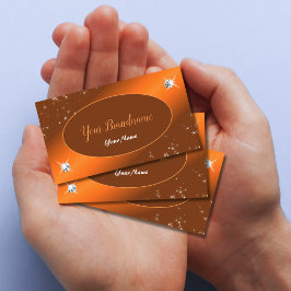 Shimmery Orange Cute Glitter Stars Luxury Jewels Visitkort