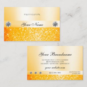 Shimmery Orange Gnistra Glitter Luxurious Diamonds Visitkort