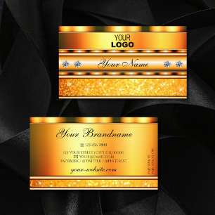 Shimmery Orange Sparkling Glitter Stars med Logoty Visitkort