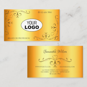 Shimmery Ornate Corners med Logotyp Luminous Orang Visitkort