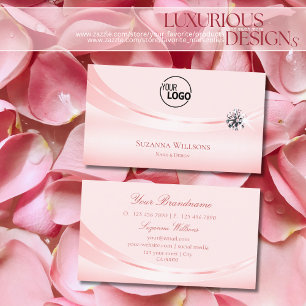 Shimmery Pastel Rosa med Logotyp och Gnistra Diamo Visitkort