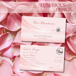 Shimmery Pastel Rosa med Logotyp och Sparkly Diamo Visitkort
