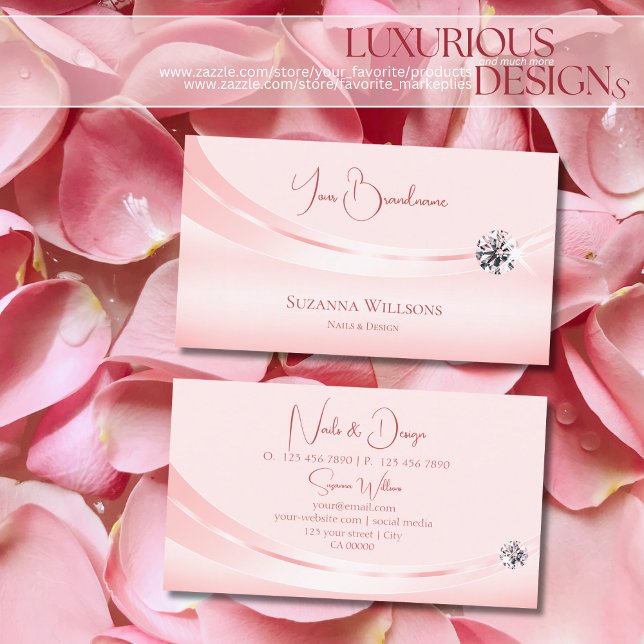 Shimmery Pastel Rosa med Snyggten Sparklad romb Visitkort (Skapare uppladdad)