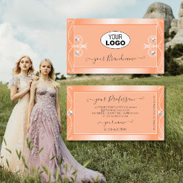 Shimmery Peach Sparkling Diamonds with Logotyp Orn Visitkort