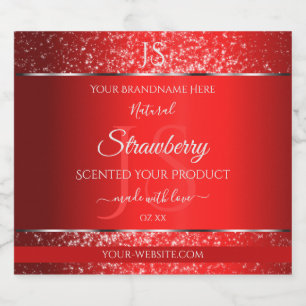 Shimmery Red med produktetiketter för Glitter Init Spritflaskor Etikett