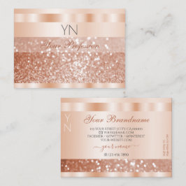 Shimmery Ro Guld Gnistra Glitter Monogram lyxur Visitkort
