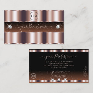 Shimmery Ro Guld Gnistra Glitzy Jewels med Logotyp Visitkort