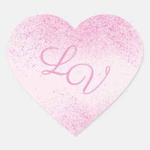 Shimmery Rosa Glitter Dust Hjärtformat Klistermärke