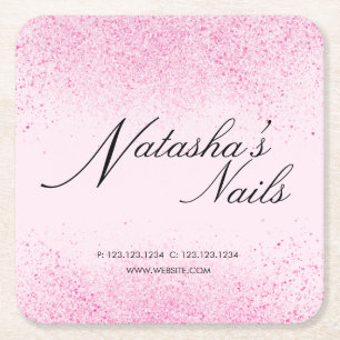 Shimmery Rosa Glitter Dust Underlägg Papper Kvadrat