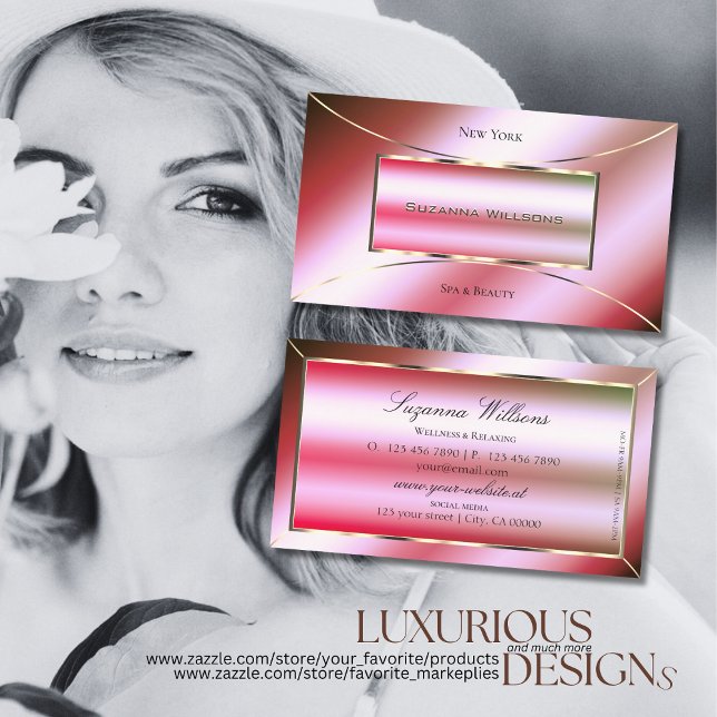 Shimmery Rosa Grönt Ombre Golden Dekoration Luxury Visitkort (Skapare uppladdad)