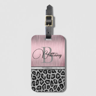 Shimmery Rosa Personlig Leopard Bagagebricka
