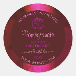 Shimmery Rosa Red Marble Product Label Ro Flower Runt Klistermärke