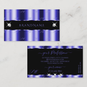 Shimmery Royal Blue Black Gnistra Jewels Monogram Visitkort