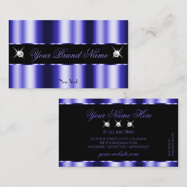 Shimmery Royal Blue Black Gnistra Jewels Snyggt Visitkort (Fram/baksida)
