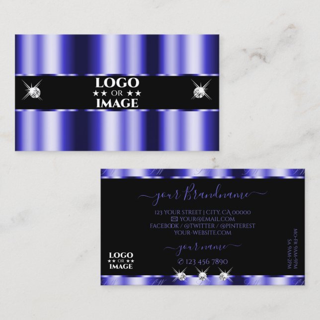Shimmery Royal Blue Black Gnistra judar med Logoty Visitkort (Fram/baksida)