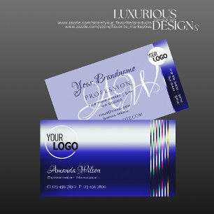 Shimmery Royal Blue och Colorful Rand add Logotyp Visitkort