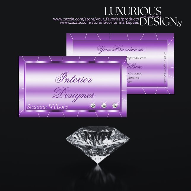 Shimmery Royal Lila med Diamonds Professionell Visitkort (Skapare uppladdad)