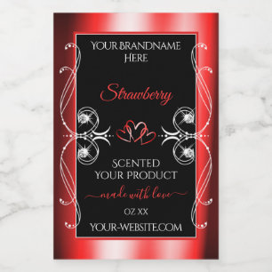 Shimmery Ruby Red Ram Black Product Label Jewels Mat Etikett