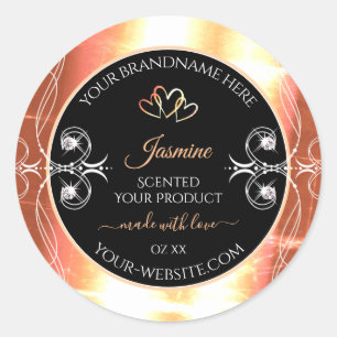 Shimmery Salmon Cream Product Labels Jewels Black Runt Klistermärke