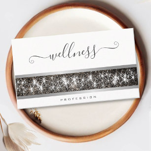 Shimmery Silver Anpassningsbar Photo Logotyp Häls Visitkort