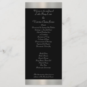 Shimmery Silver & Black Stripe Bow Bröllop Program